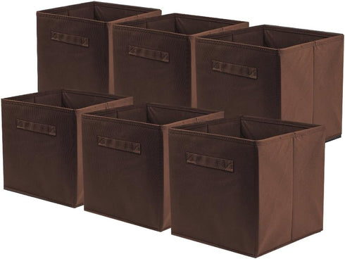ShellKingdom Storage Bins, Foldable Fabric Storage Cubes for Closet and Toys, 6 Pack (Chocolate)