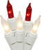 Vickerman Set of 100 Mini Christmas Lights, Red and Clear Frosted Candy Cane, White Wire