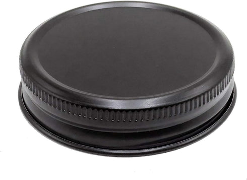 Black Rust Proof Aluminum Storage Lid with Silicone Sealing for Regular Mouth Mason Ball Canning Jars, 6 Pack