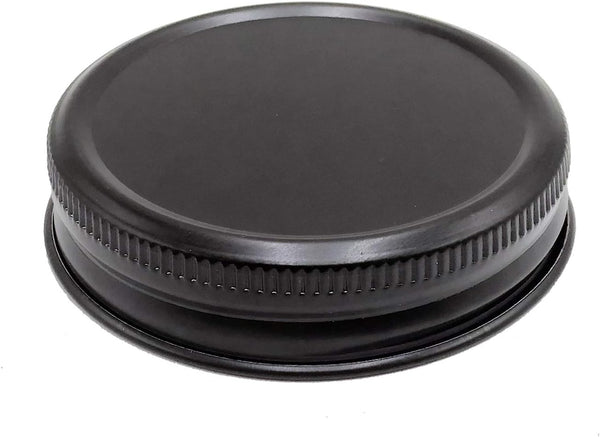 Black Rust Proof Aluminum Storage Lid with Silicone Sealing for Regular Mouth Mason Ball Canning Jars, 6 Pack