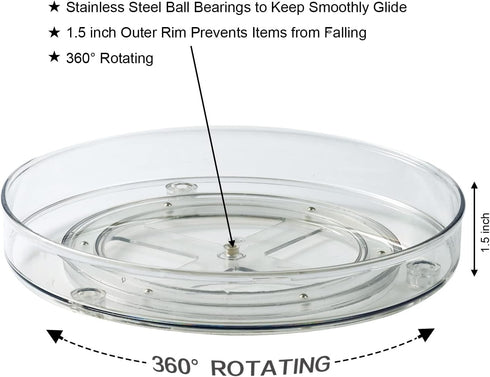 Large Lazy Susan Rotating Turntable Organizer - 11 Inch Clear for Kitchen, Pantry, Cabinet, Dining