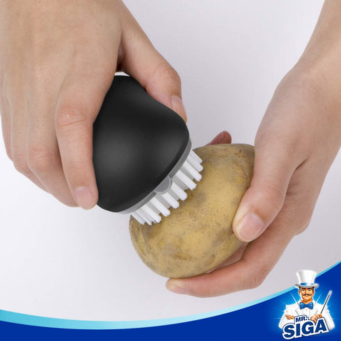 MR.SIGA Fruit and Vegetable Cleaning Brush, Pack of 2, Non Slip Comfortable Grip, Black