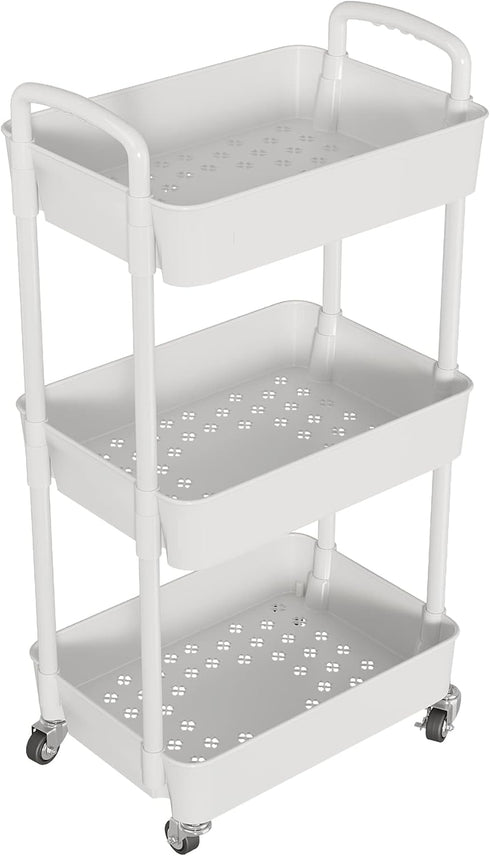 3-Tier Laiensia Rolling Cart with Wheels,Multifunction Utility Storage Carts, Kitchen Storage Organizer,Mobile Shelving