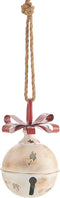 RAZ Imports White Glitter Jingle Bell Ornament with Red Bow - 7.75 Inch