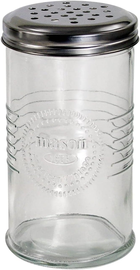 Grant Howard Mason Classics Cheese Shaker, 14 Ounces, Parmesan and Mozzarella Glass Jar Dispenser