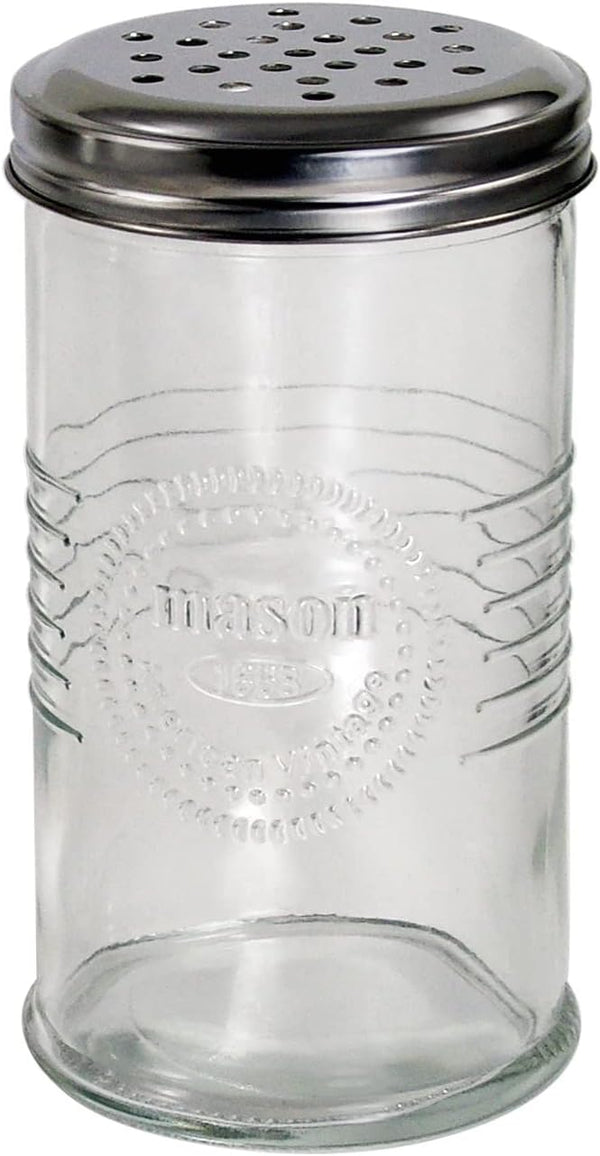 Grant Howard Mason Classics Cheese Shaker, 14 Ounces, Parmesan and Mozzarella Glass Jar Dispenser