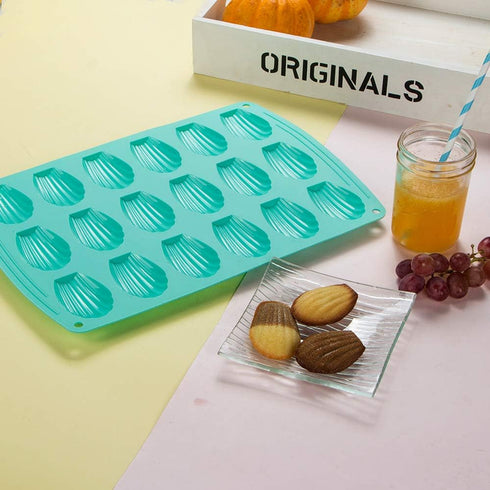 Webake 18 Cavity Silicone Madeleine Pan for Small Cake, Candy, and Cookies