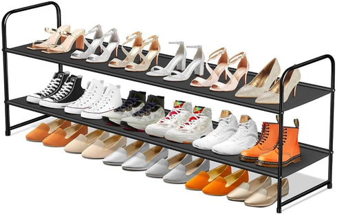 SLEEPING LAMB Long 2-Tier Shoe Organizer for Closet, Stackable Wide Shoe Rack