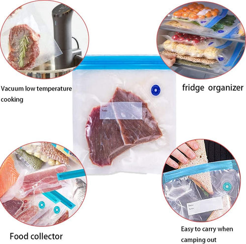 Sous Vide Bags 15 Pack - Large Size 10.2x13.4in Food Storage Bags, Reusable Vacuum Zipper for Cooking