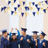 30Ft Navy Blue Gold and Beige Party Decorations, Royal Blue Gold Triangle Flag Pennant Banner for Events
