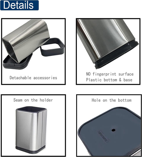 Stainless Steel Kitchen Utensil Holder Caddy, Dimensions 4L x 4W x 6.7H