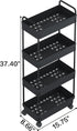 Buzowruil 4 Tier Rolling Storage Cart, Mobile Shelving Unit with Wheels for Kitchen Bathroom Laundry, Black