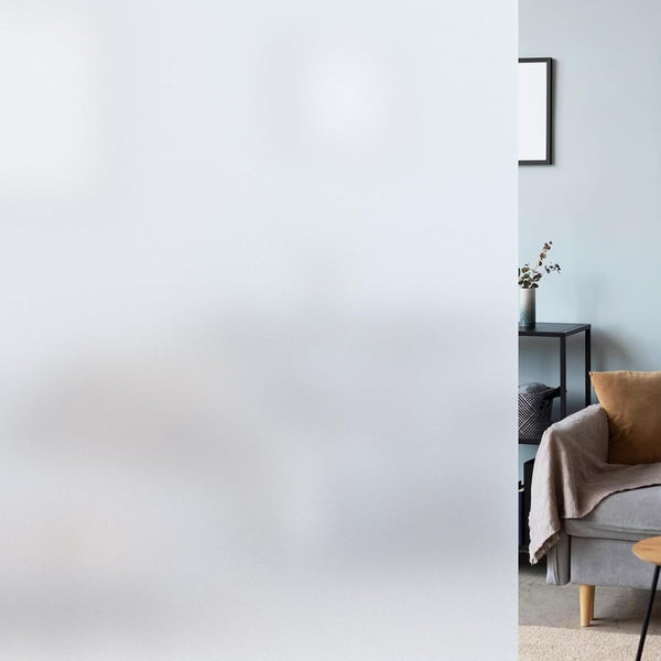 LUTE Frosted Glass Window Film, Static Cling Removable Heat Control Coverings for Bathroom, 17.5" x 78.7" (Pure)