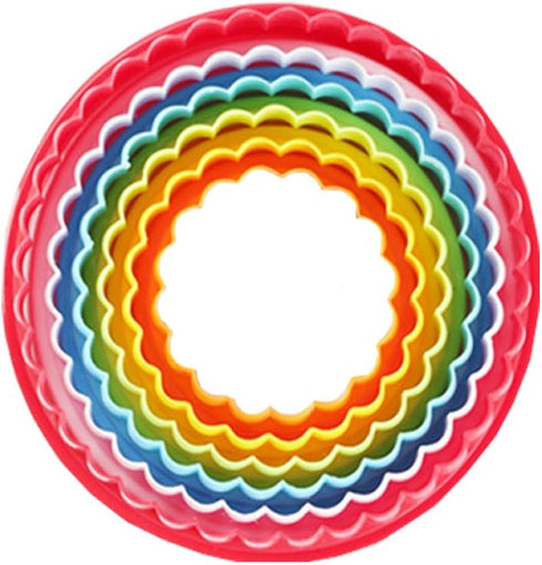 Mydio Set of 6 Multi-size Round Cookie Cutters, Two-sided Biscuit Fruit Cutters, Random Color
