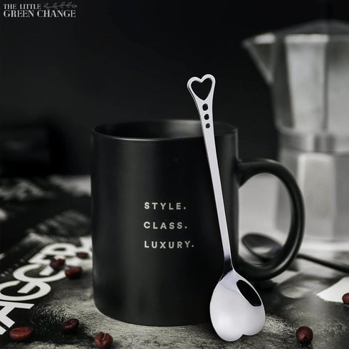 Heart Shaped Tea Spoons - Set of 6 Cute Stainless Steel Dessert Spoons, Mini Ice Cream Spoons