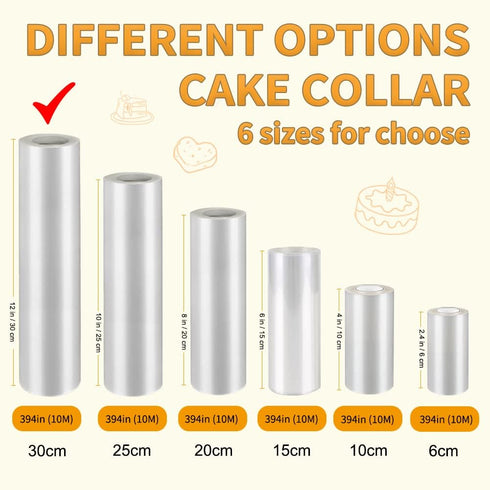 YQL Cake Collar 12 Inch,Acetate Cake Collar Roll DIY Acetate Sheet Baking Transparent Mousse Cake Sheets Surrounding Edge Clear Cake Strips for Baking Decorate Shaker Cards Making (12x394 Inch)