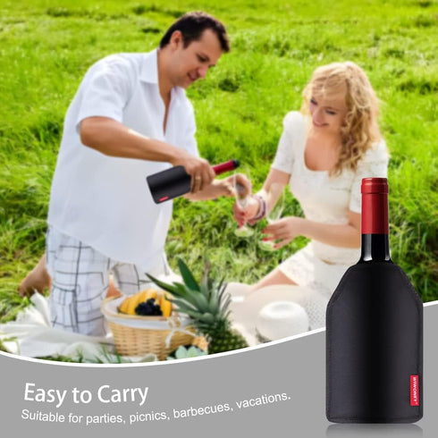 Wine Cooler Sleeve, Reusable Chiller for Red Wine, Sparkling Wine, Champagne, Water-repellent Nylon Fabric, Black