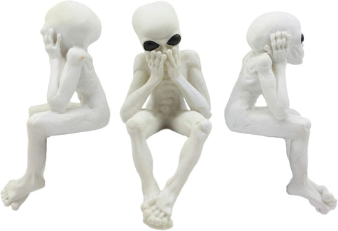Ebros Glow in The Dark See Hear Speak No Evil Alien Shelf Sitters Set of 3 Extra Terrestrial Creatures