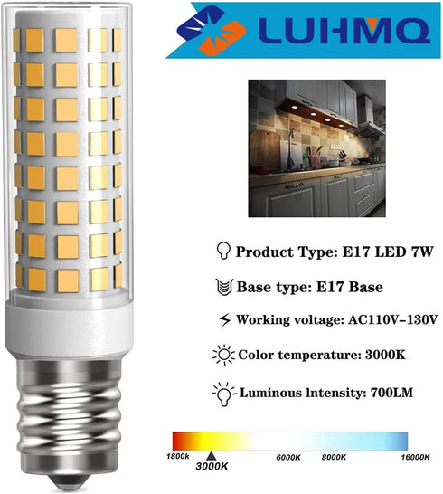 E17 LED Bulb 3 Pack, Microwave Oven Appliance Light Bulb for Over Cooker Lamp, 7W