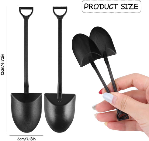DIYASY 100 Pcs Mini Shovel Spoons, Plastic Shovel Spoon for Desserts Halloween Disposable Tiny Shovel Birthday Party Favors Construction Baking Supplies for Ice Cream Pudding Yogurt