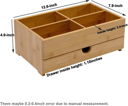 GOBAM Bamboo Wood Makeup Storage Drawer Organizer, Large Capacity Bathroom Beauty Countertop