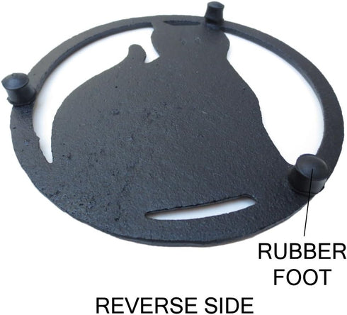Black Cat Metal Trivet with Feet, Cast Iron, 5.6-Inches Across, Kitchen or Dining Table Decor