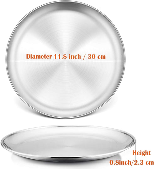 P&P CHEF 12 Inch Pizza Pan, Stainless Steel Round Baking Tray Metal Serving Dish for Home, Restaurant, Outdoor, Non-toxic & Healthy, Oven Safe & Dishwasher Safe by P&P CHEF
