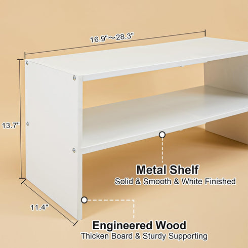 Closet, 2-Tier Closets, Space,Hallway,Bedroom,Bathroom,6-12 White Shoe Rack Organizer for Expandable Shoe Shelf