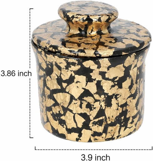 ARTE XICO HANDMADE Countertop Handmade Butter Crock, Blown Glass Butter Dish with Lid, Elegant Butter Keeper for (Gold)