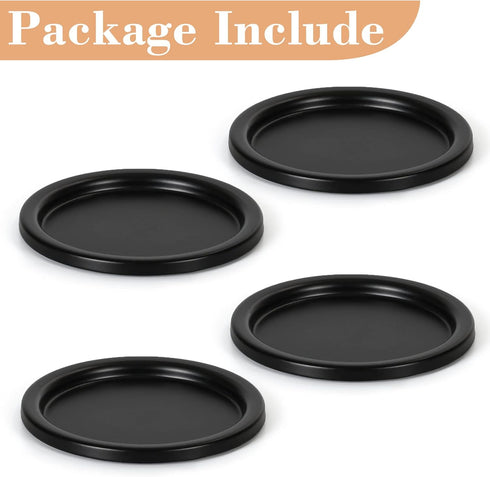 Black Iron Plate Candle Holder Set of 4, 3.8" D x 0.2" H, Elegant Decorative Stand for LED & Wax Candles