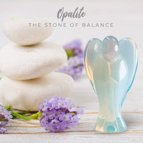 Pocket Guardian Angel Healing Pack, Includes Opalite Angel Figurine, Angel Token Coin, Serenity Prayer Card
