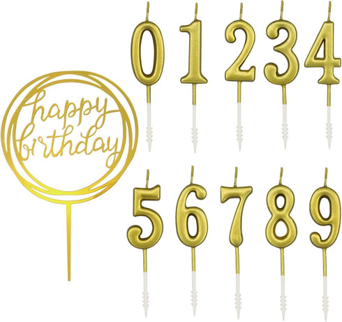 10-Piece Number Birthday Candles, Glitter Cake Toppers for Birthday & Wedding Parties