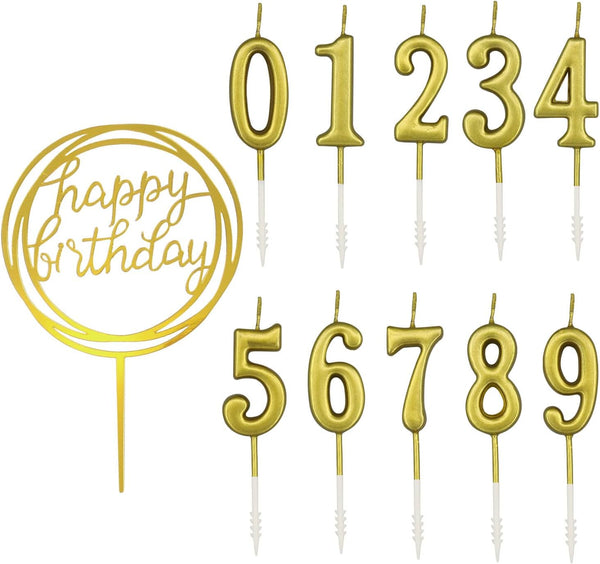 10-Piece Number Birthday Candles, Glitter Cake Toppers for Birthday & Wedding Parties