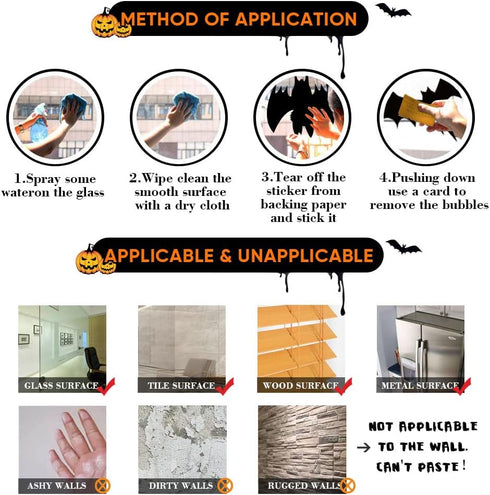 Large Halloween Window Clings Stickers - Halloween Decorations for Windows Glass Walls