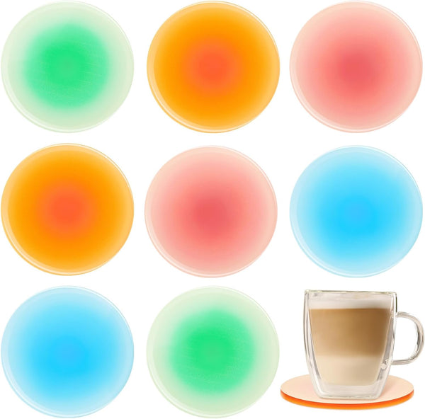 Irenare 8 Pieces Colorful Acrylic Coaster 3.9 Inches Cute Coasters Round Heat