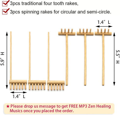 Mini Zen Garden Rake Tool - Japanese Tabletop Rock Sand Garden Tools Accessories Desktop Meditation Zen Decor Zen Gifts