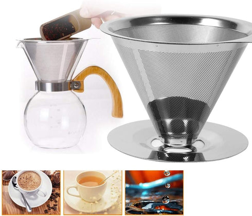 Coffee Filter Cup, fosa 1Pc Stainless Steel Coffee Cup Filter for Pour Over Coffee Makers