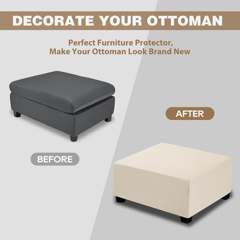NeColorLife Velvet Ottoman Cover Rectangle Storage Ottoman Slipcover Thick Stretchable Footrest Stool Covers