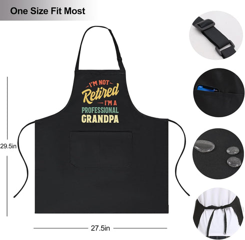 Funny Adjustable Aprons for Men with Pockets, Perfect for Grilling, Cooking, BBQ, Gifts for Father's Day, Christmas