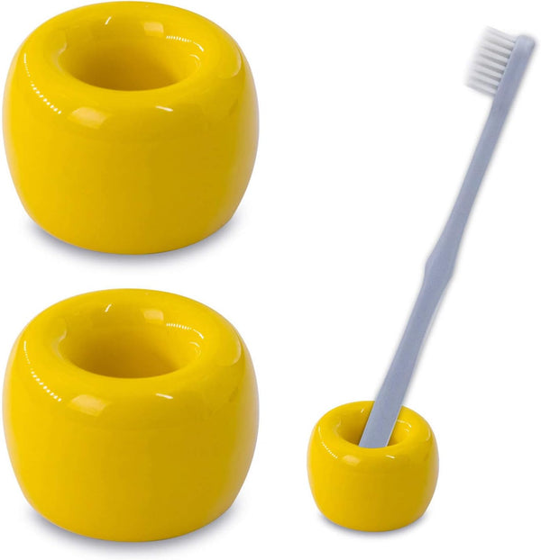 Airmoon Mini Ceramics Handmade Couple Toothbrush Holder - Pack of 2 for Bathroom Vanity Countertops