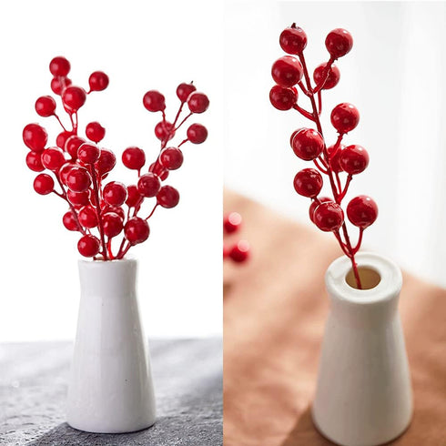 30 Stems,7.9 Inch Artificial Red Berry Christmas Holly Berry Branches Red Berry Picks for Holiday Home Decor and Crafts