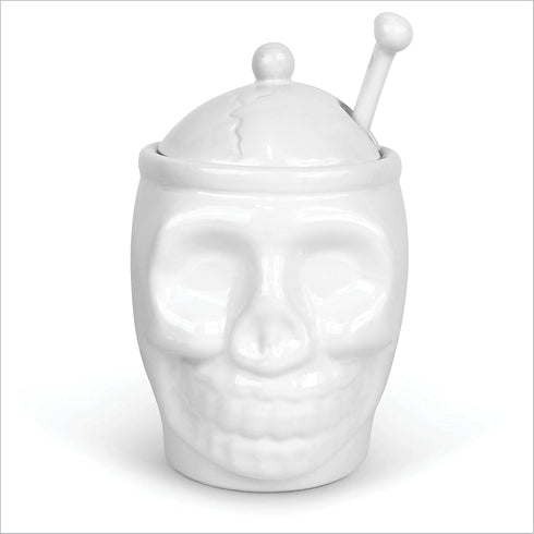 BELL BOOK AND CANDLE Sugar Skull Sugar Bowl With Bone Spoon - 12 Oz - Spooky Valentines Day Gifts, Goth Valentines Day Decor -Witchy Gifts, Goth Gifts For Women, Spooky Gifts - Spooky Gothic Tea Set by BELL BOOK AND CANDLE