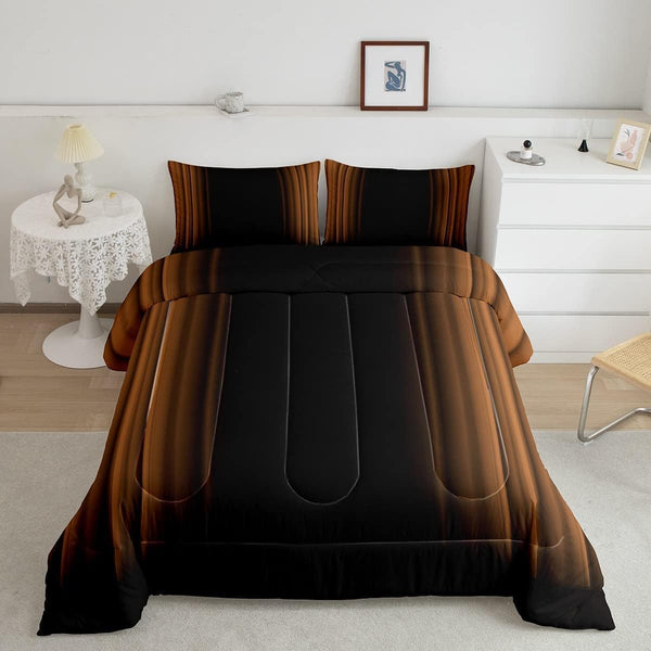 Feelyou Abstract Ombre Comforter Set Kids Teens Brown and Black Bedding Set
