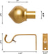 Heavy Duty 3/4" Adjustable Decorative Curtain Rod Set, Gold, for Windows 30 to 80 Inch