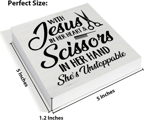 TSUYAWU 55 Inches Hair Salon Decor - Salon Decor for Hair Stylist - Rustic with Jesus in Her Heart and Scissors in Her