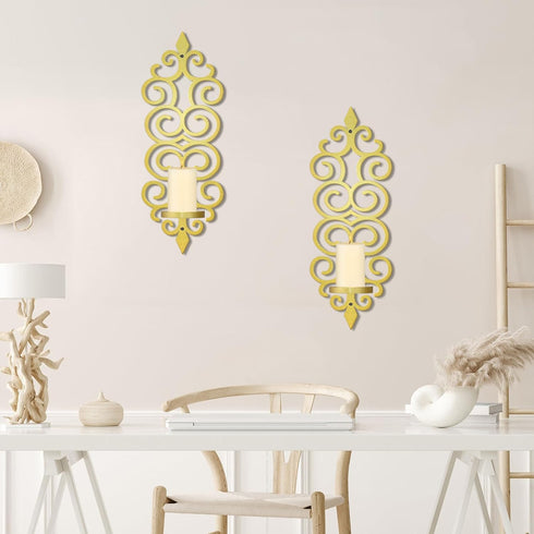 Elegant Gold Metal Candle Sconces for Wall Decoration - DIY Wall Mounted Holders