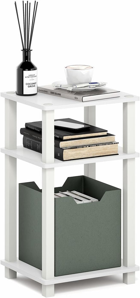 Furinno JUST Side Table, 3-Tier Open Shelf End Table, Toolless Assembly Night