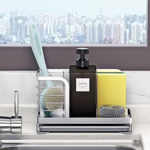 kaileyouxiangongsi Countertop Dish Soap Holder, Kitchen Sink Caddy Organizer,Sponge Holder for Sink, Stainless Steel