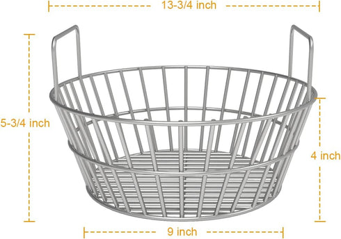 14 inch Stainless Charcoal Basket for Large Big Green Egg Grill, Charcoal Grill Ash Basket fits Kamado Joe Classic, BGE