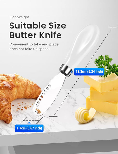 AISBUGUR 2 Pack Stainless Steel Butter Spreader Knife with Holes, Multifunction Kitchen Knife with White Handle